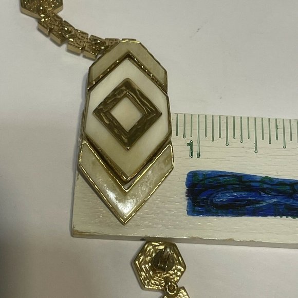 Akola gold tone horn drop Dangle statement earrings Elegant Boho Chevron - Picture 9 of 9